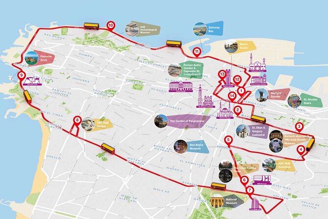 City Sightseeing Beirut Hop-On Hop-Off Bus Tour - Zaytouna Bay, mosques, and the Roman baths